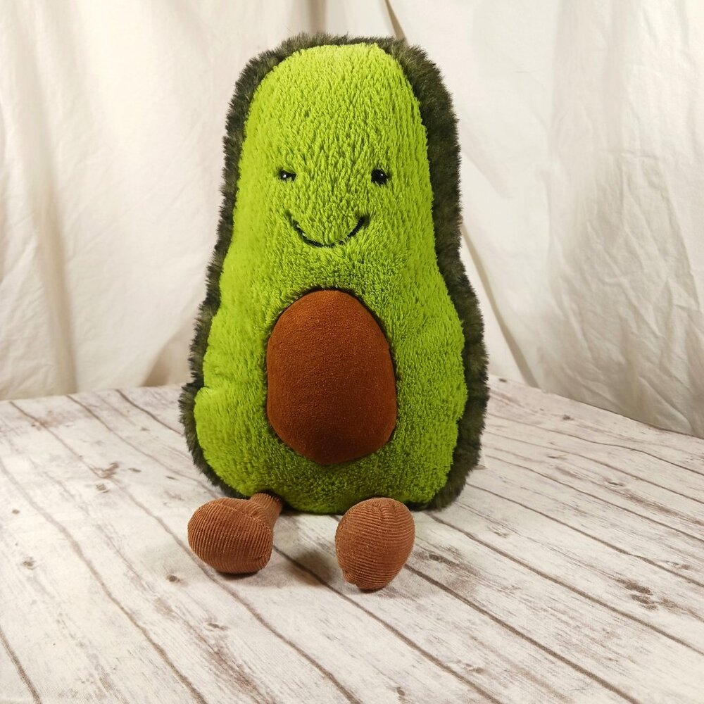 JellyCat Amusable Avocado Lt/Dk Green Brown Plush Stuffed Retired HTF 9.8"